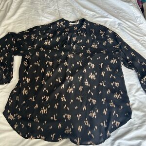 Lush Black and Cream Patterned Blouse